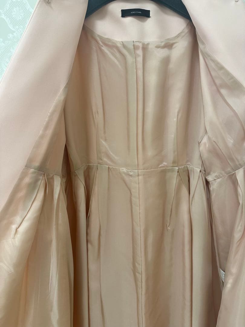 ヨーコチャンYOKOCHANベルト付きピンクロングコート