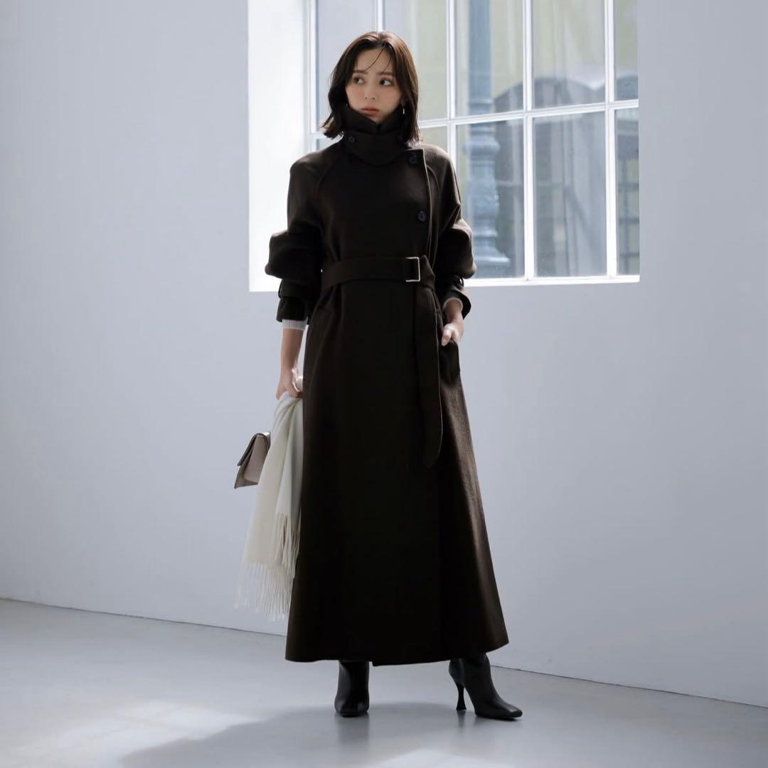 anuans ウールトレンチコート　BROWN M