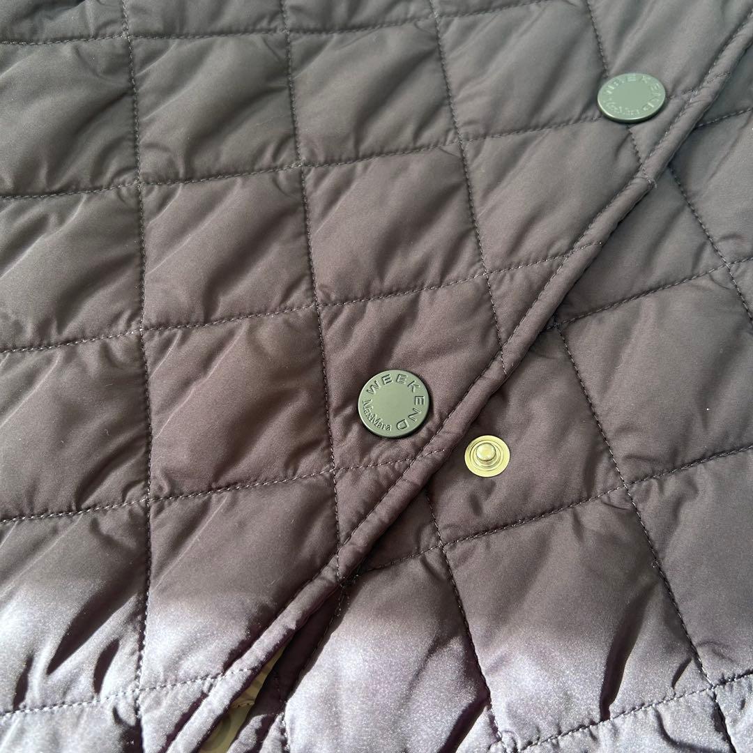 極美品✨マックスマーラ　キルティング　総ロゴ 総柄　フード　コート　ネイビー