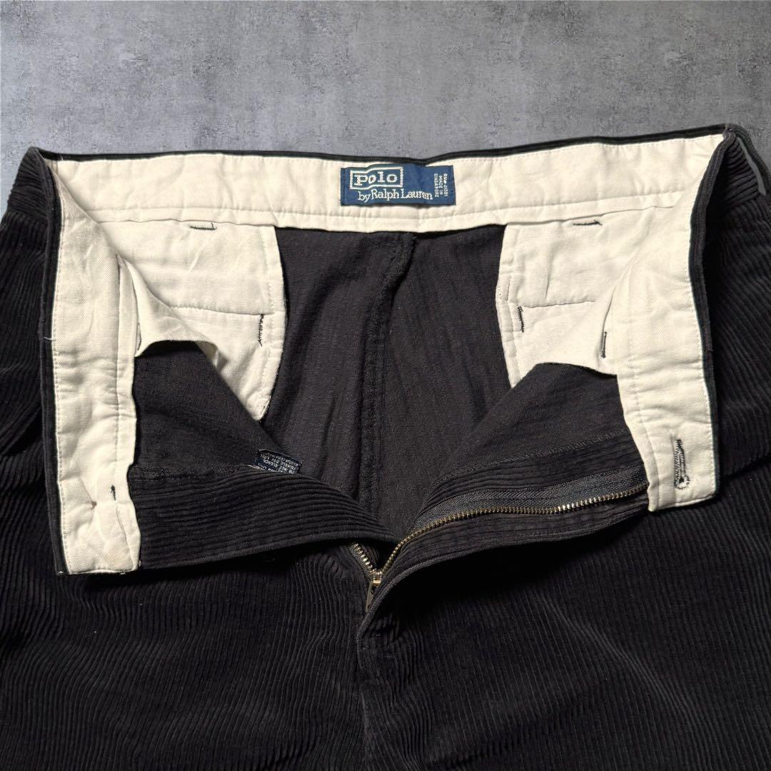 2322 古着90sポロバイラルフローレンコーデュロイパンツ太畝ANDREW黒