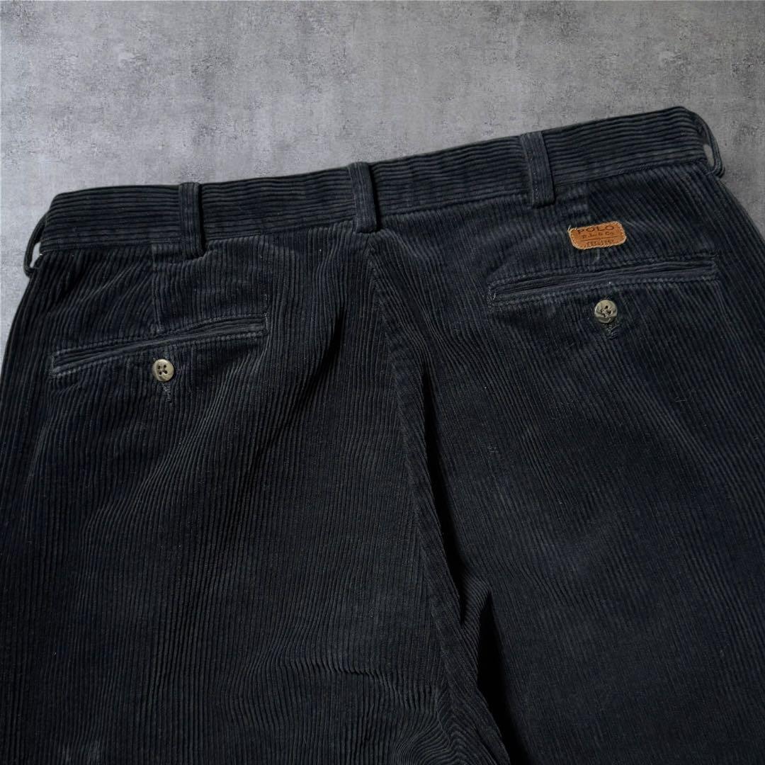 2322 古着90sポロバイラルフローレンコーデュロイパンツ太畝ANDREW黒
