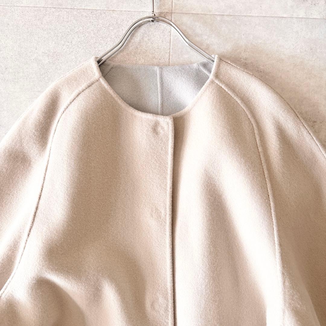 カシミア✨️10,5万 アドーア 2TONE ノーカラーリバーシブルリバーコート
