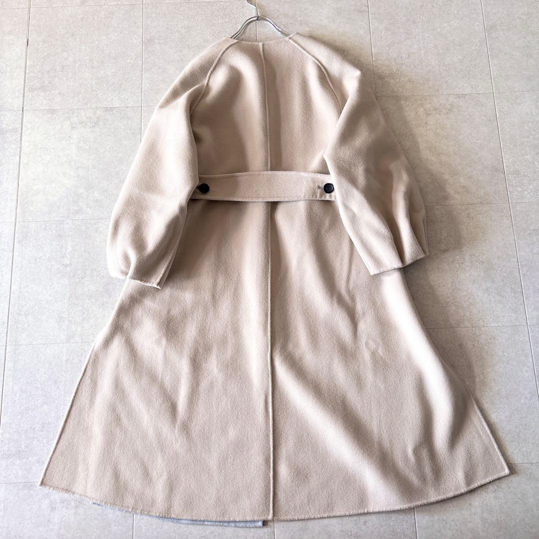カシミア✨️10,5万 アドーア 2TONE ノーカラーリバーシブルリバーコート