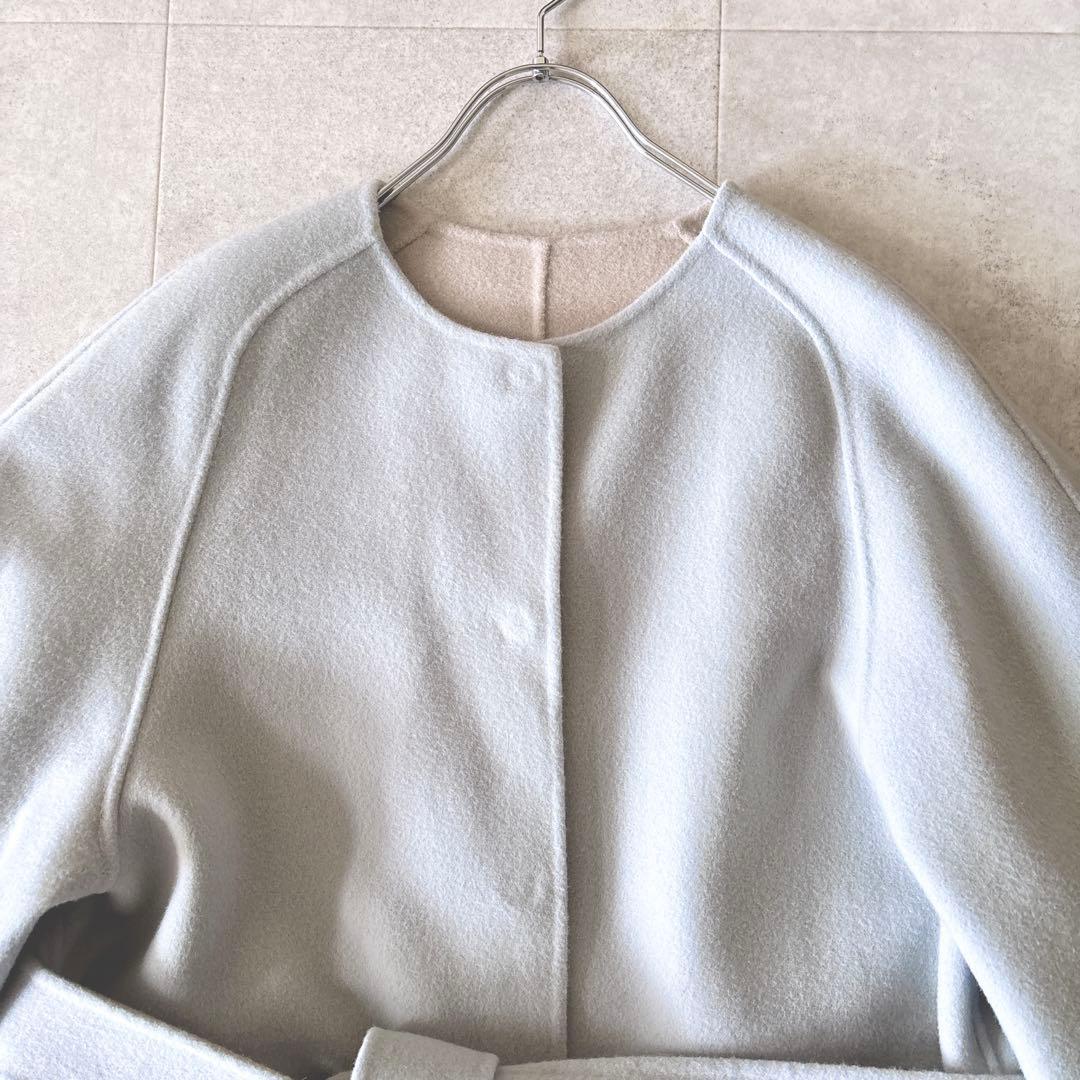 カシミア✨️10,5万 アドーア 2TONE ノーカラーリバーシブルリバーコート
