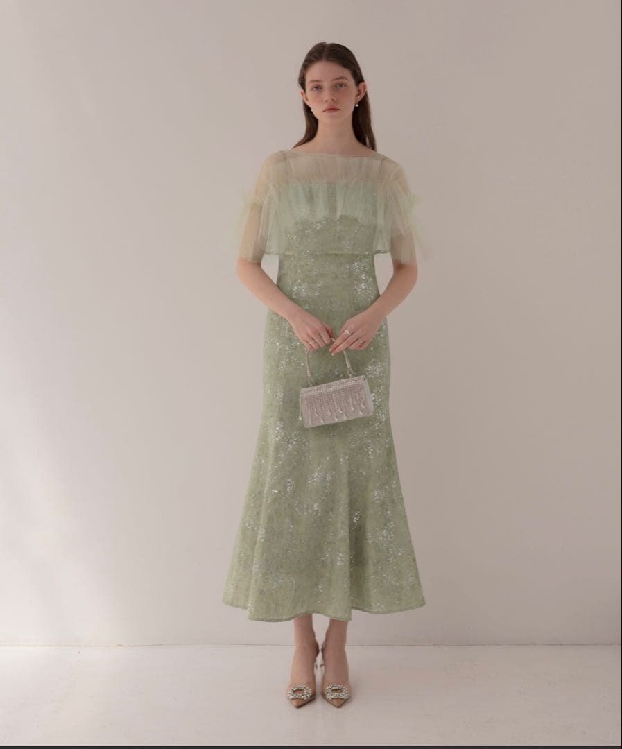 Leja チュールフリルボレロペイントマーメイドドレス　Sサイズ