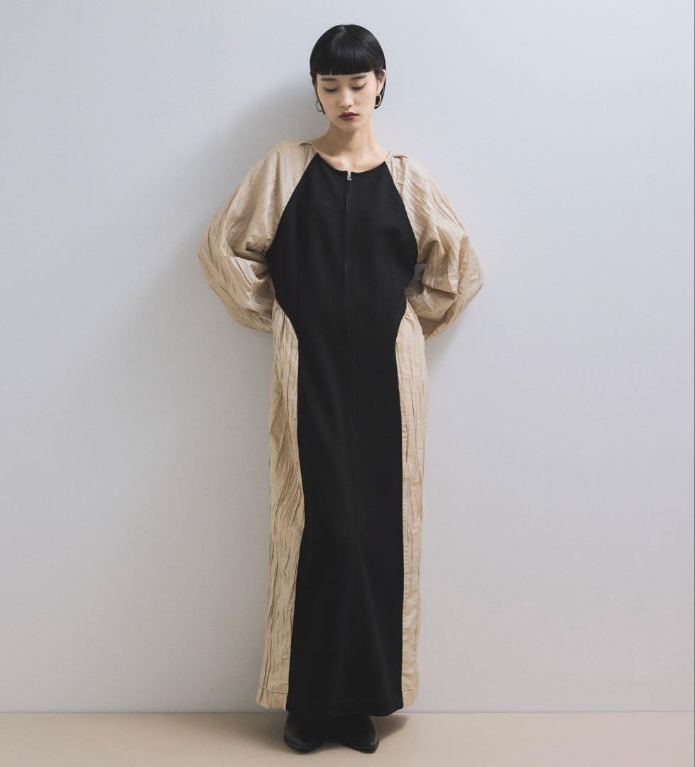 【WEB限定】フロントZIPコンビギャザーワンピース