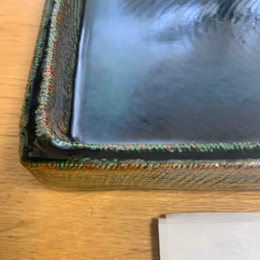 ￼22,000円　金谷ホテル創業150周年記念　益子焼　織部　角皿　限定品