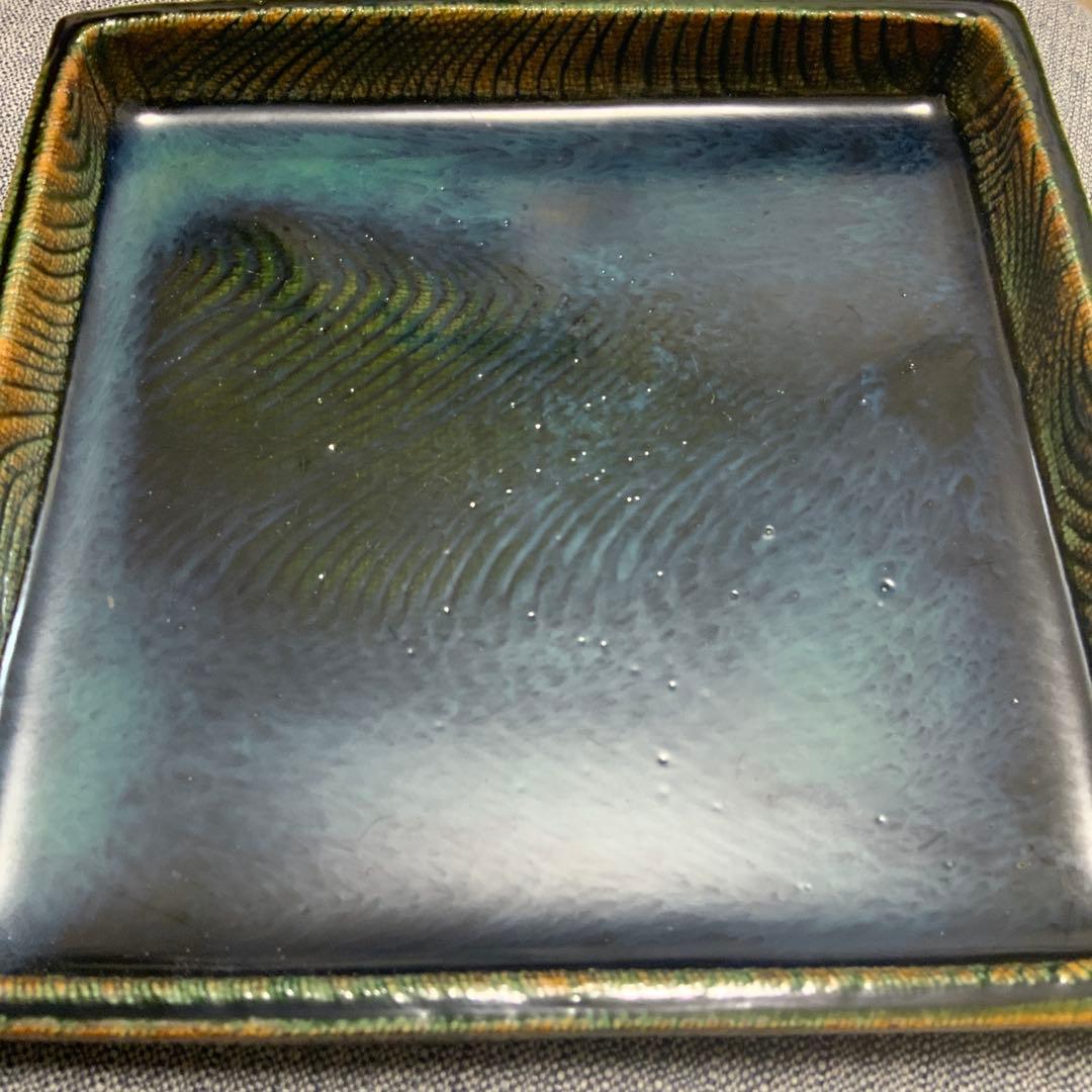 ￼22,000円　金谷ホテル創業150周年記念　益子焼　織部　角皿　限定品