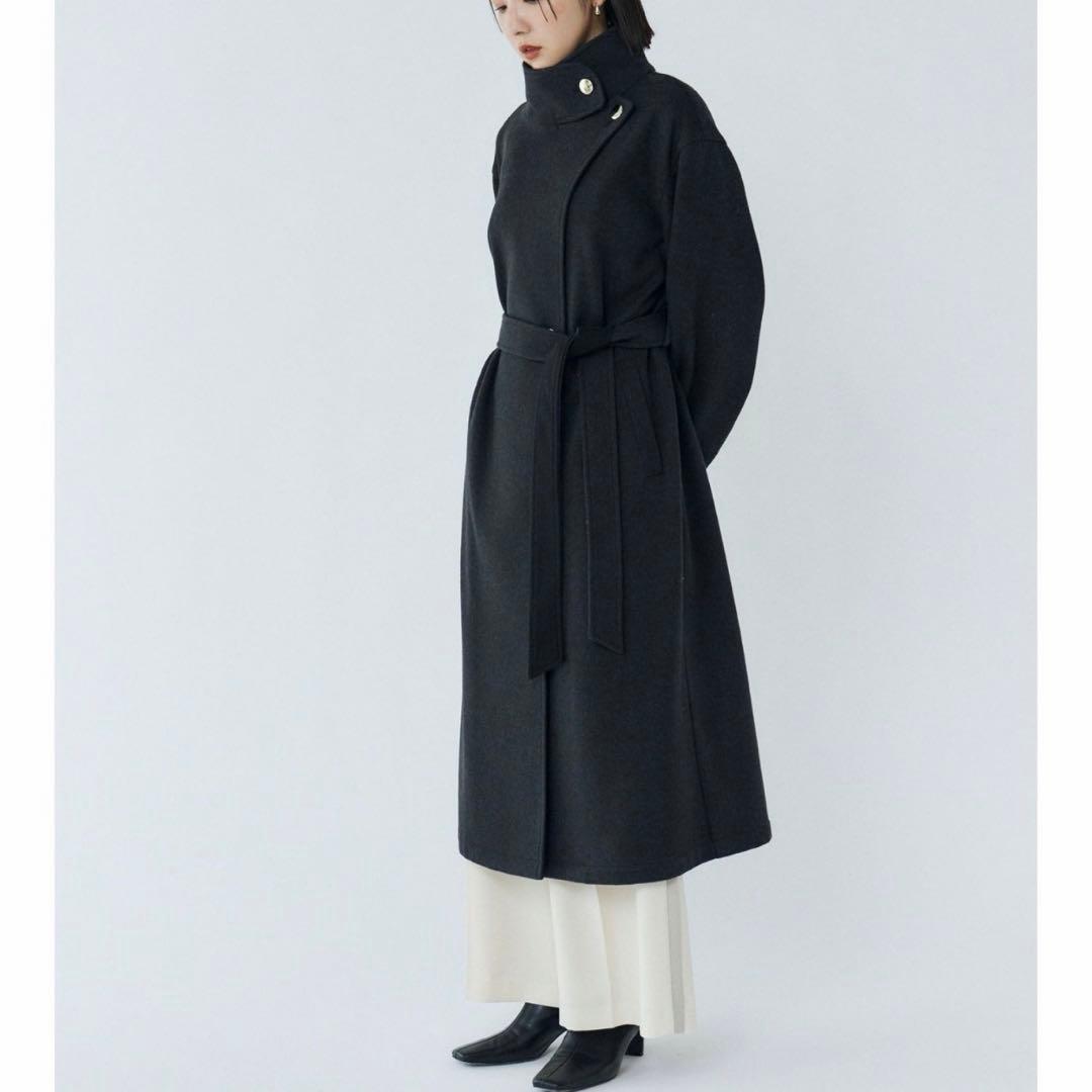 完売品 ラグナムーン ウールジャージスタンドカラーコート