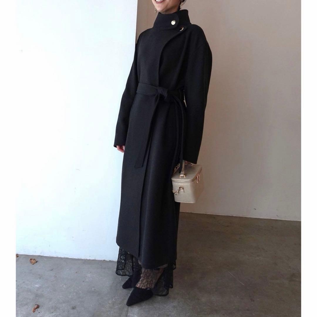 完売品 ラグナムーン ウールジャージスタンドカラーコート