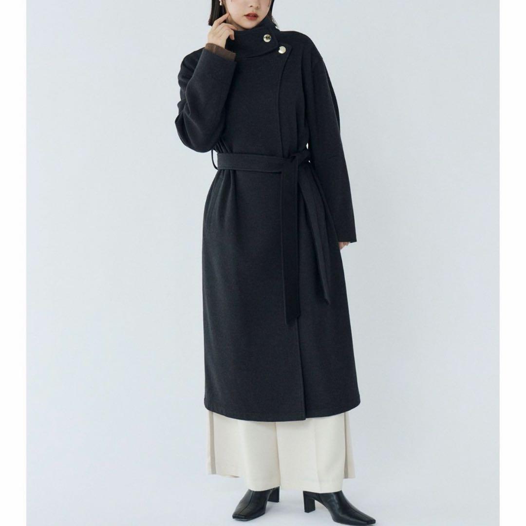 完売品 ラグナムーン ウールジャージスタンドカラーコート