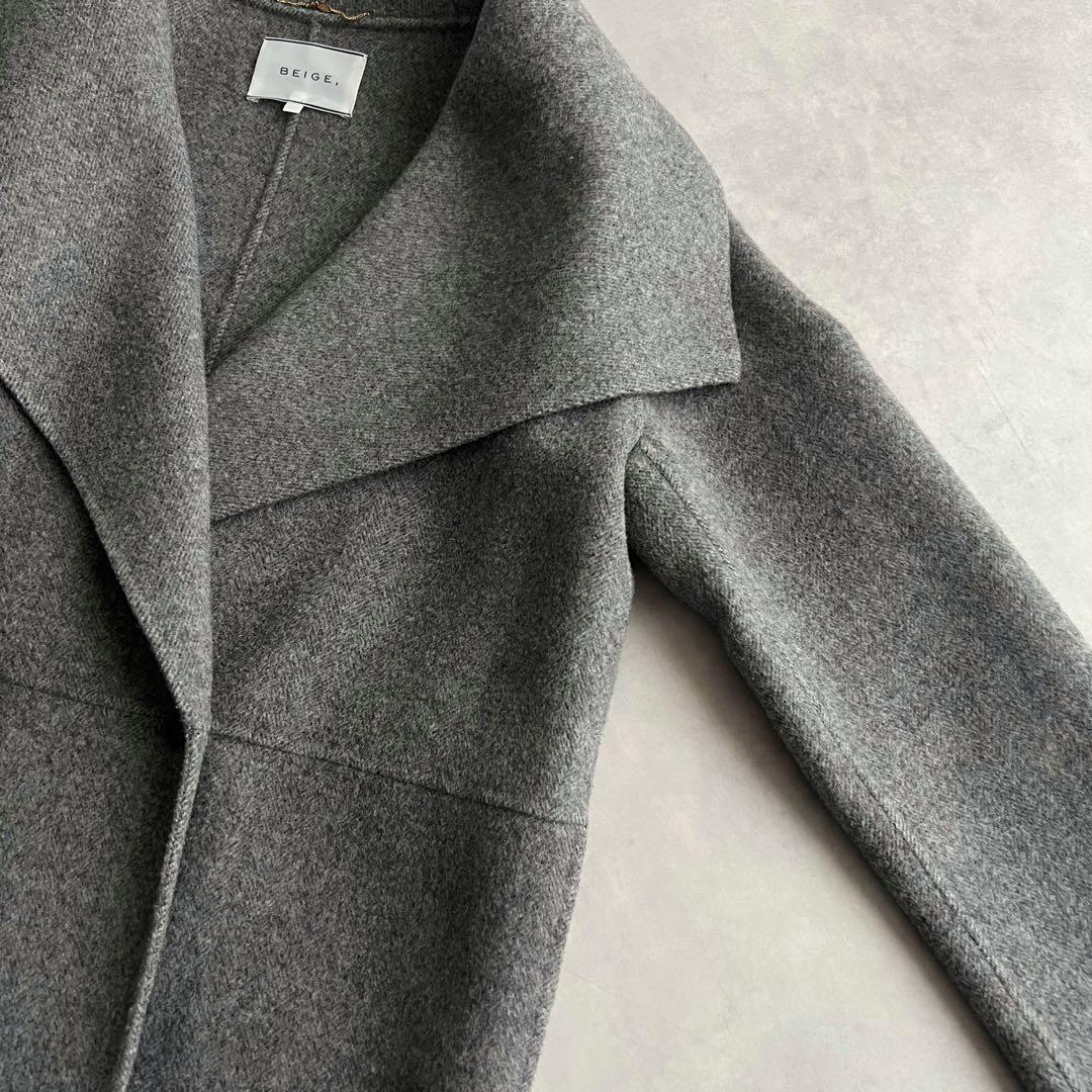 BEIGE, ベイジ　ウールカシミヤ　ビッグカラー　コート　グレー　4