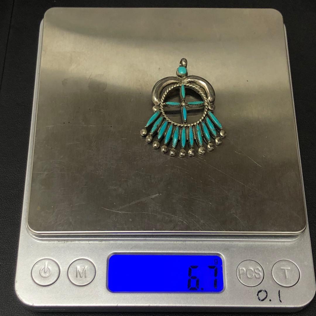 C070203)R. Gchachu Zuni シルバー ターコイズ ペンダント