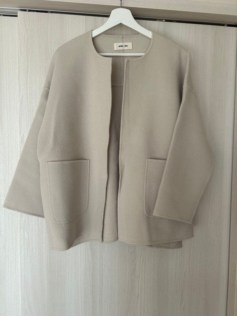 evam eva エヴァムエヴァ ウール リバーショート コート　サイズ2