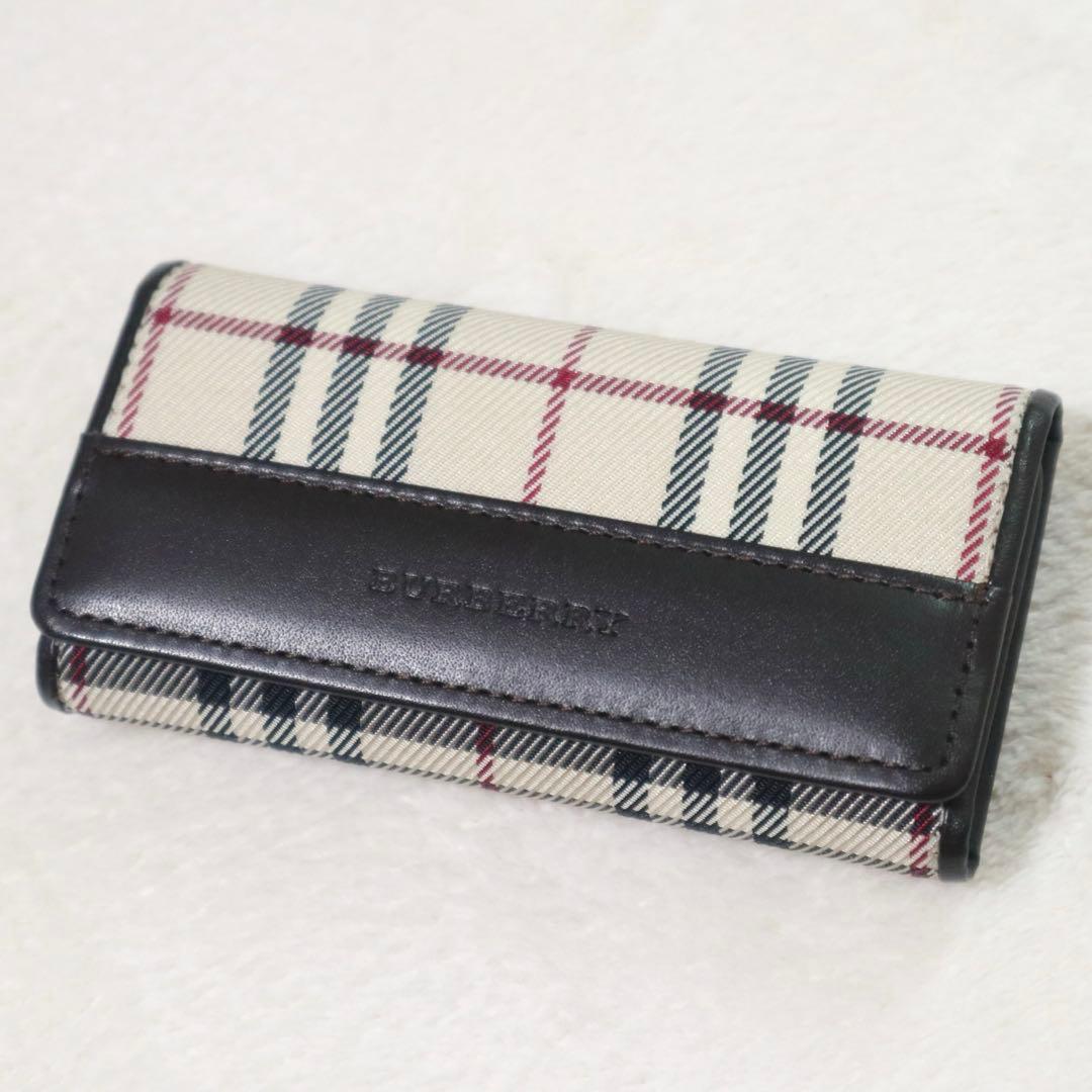 新品同様★バーバリー 5連キーケース ノバチェック ダークブラウン ユニセックス