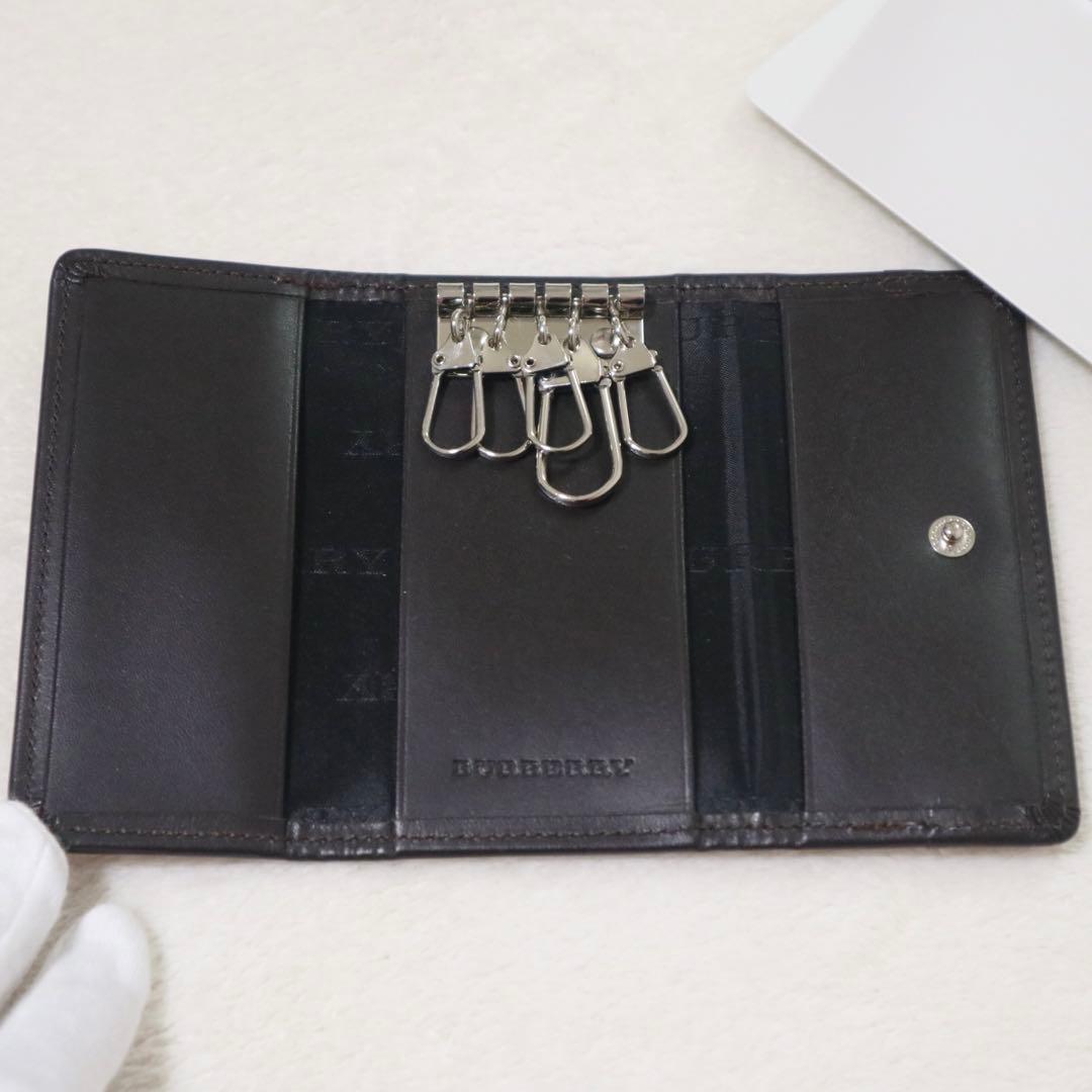 新品同様★バーバリー 5連キーケース ノバチェック ダークブラウン ユニセックス