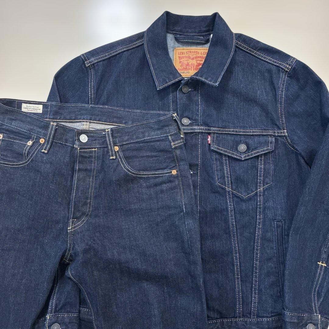 リーバイス 濃紺デニムセットアップ トラッカージャケット 501 W30