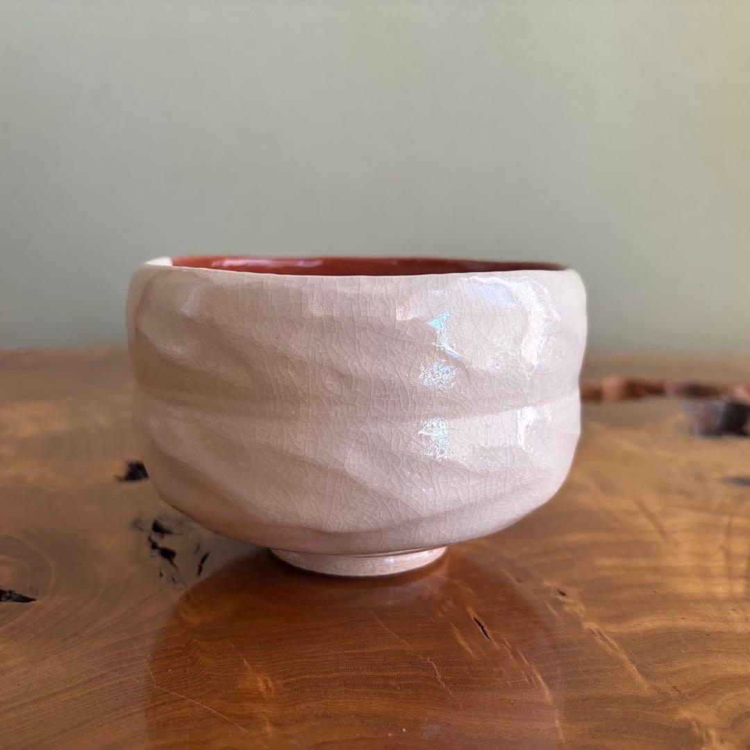 前大徳積鷹 楽焼 掛糸茶碗 松楽造 抹茶碗　茶道具　共箱(16Fdkb)