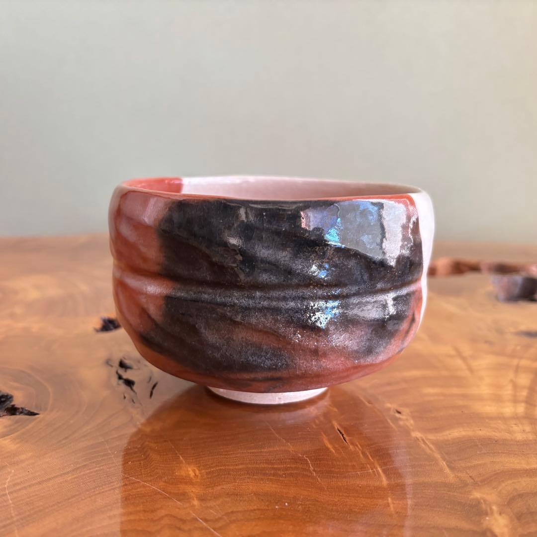 前大徳積鷹 楽焼 掛糸茶碗 松楽造 抹茶碗　茶道具　共箱(16Fdkb)