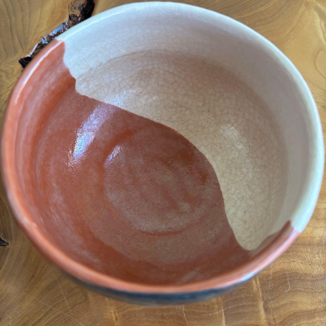 前大徳積鷹 楽焼 掛糸茶碗 松楽造 抹茶碗　茶道具　共箱(16Fdkb)