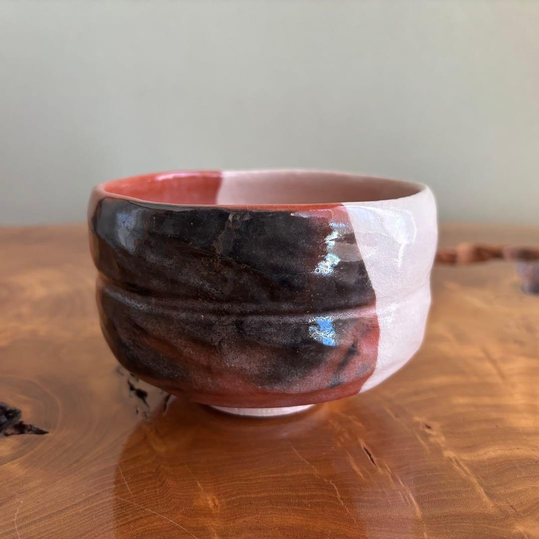 前大徳積鷹 楽焼 掛糸茶碗 松楽造 抹茶碗　茶道具　共箱(16Fdkb)