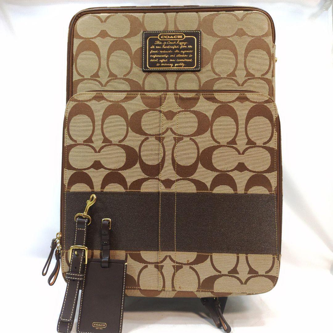 【美品】コーチ キャリーケース 旅行鞄 キャンバス×レザー シグネチャー