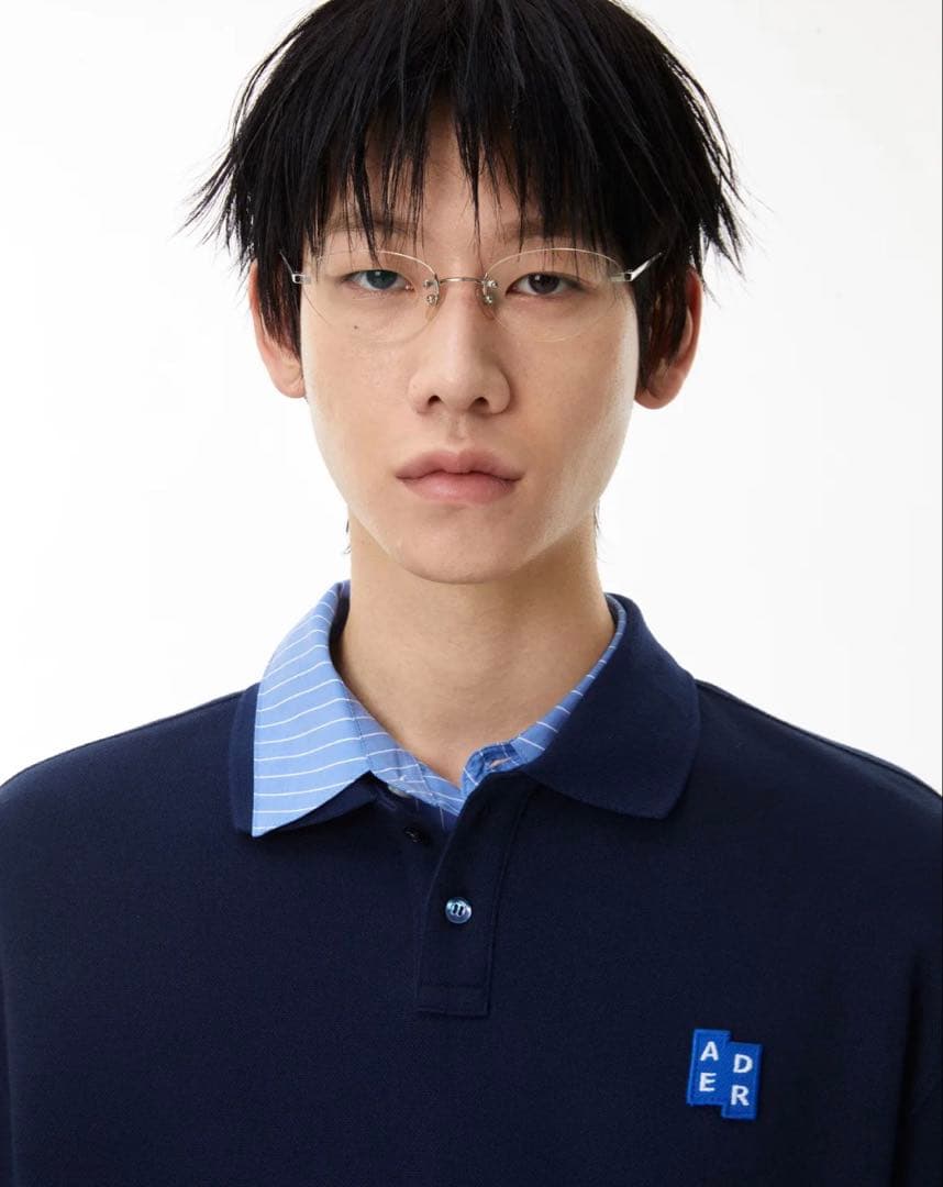 【美品】ADERERROR ロンT ポロシャツ M ネイビー