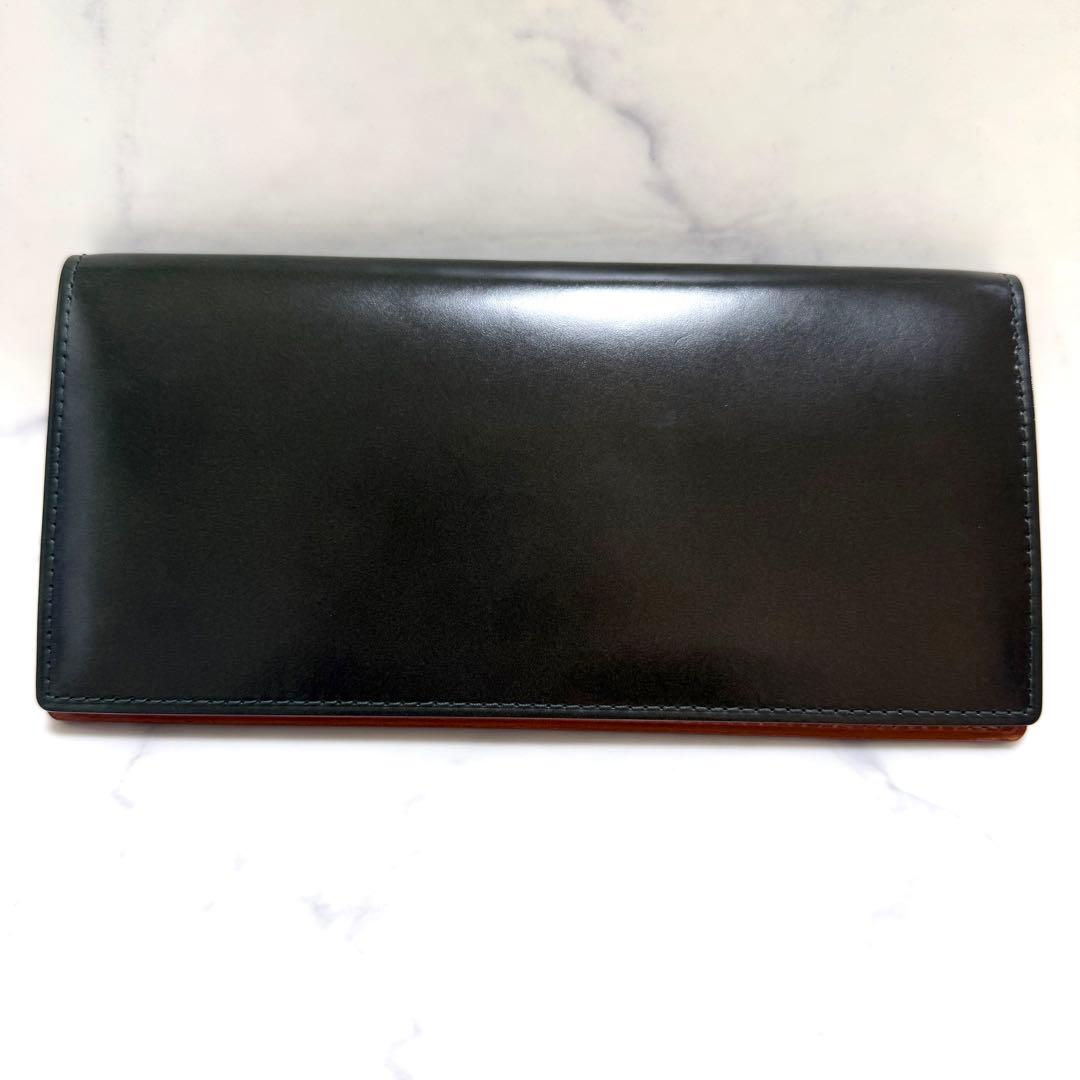 TSUCHIYA KABAN　土屋鞄製造所　長財布　２つ折り　グリーン×キャメル