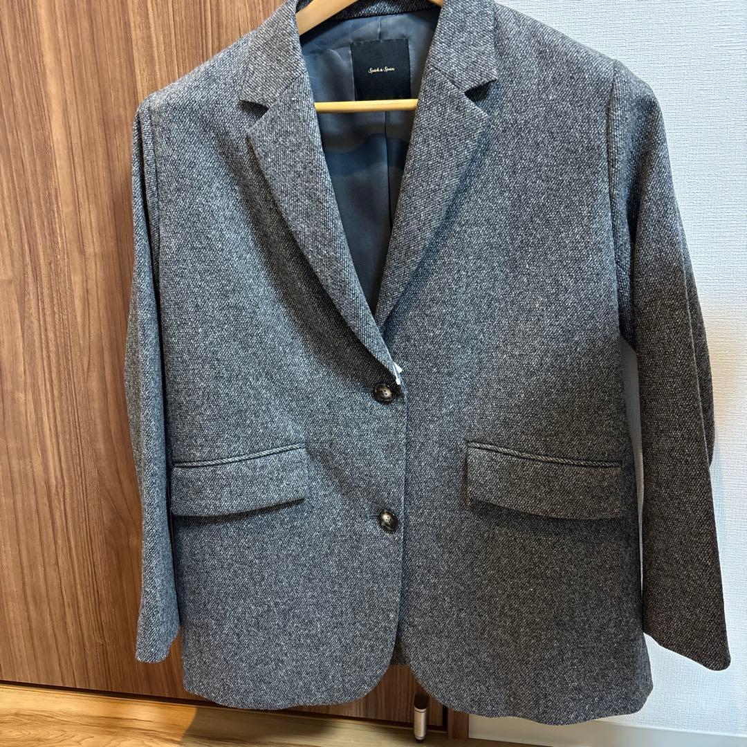 Spick＆Span グレー ツイードテーラードジャケット