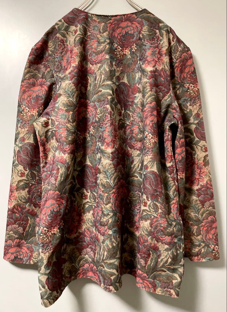 80s 90s ヴィンテージ ノーカラージャケット 花柄 ボタニカル柄 レトロ