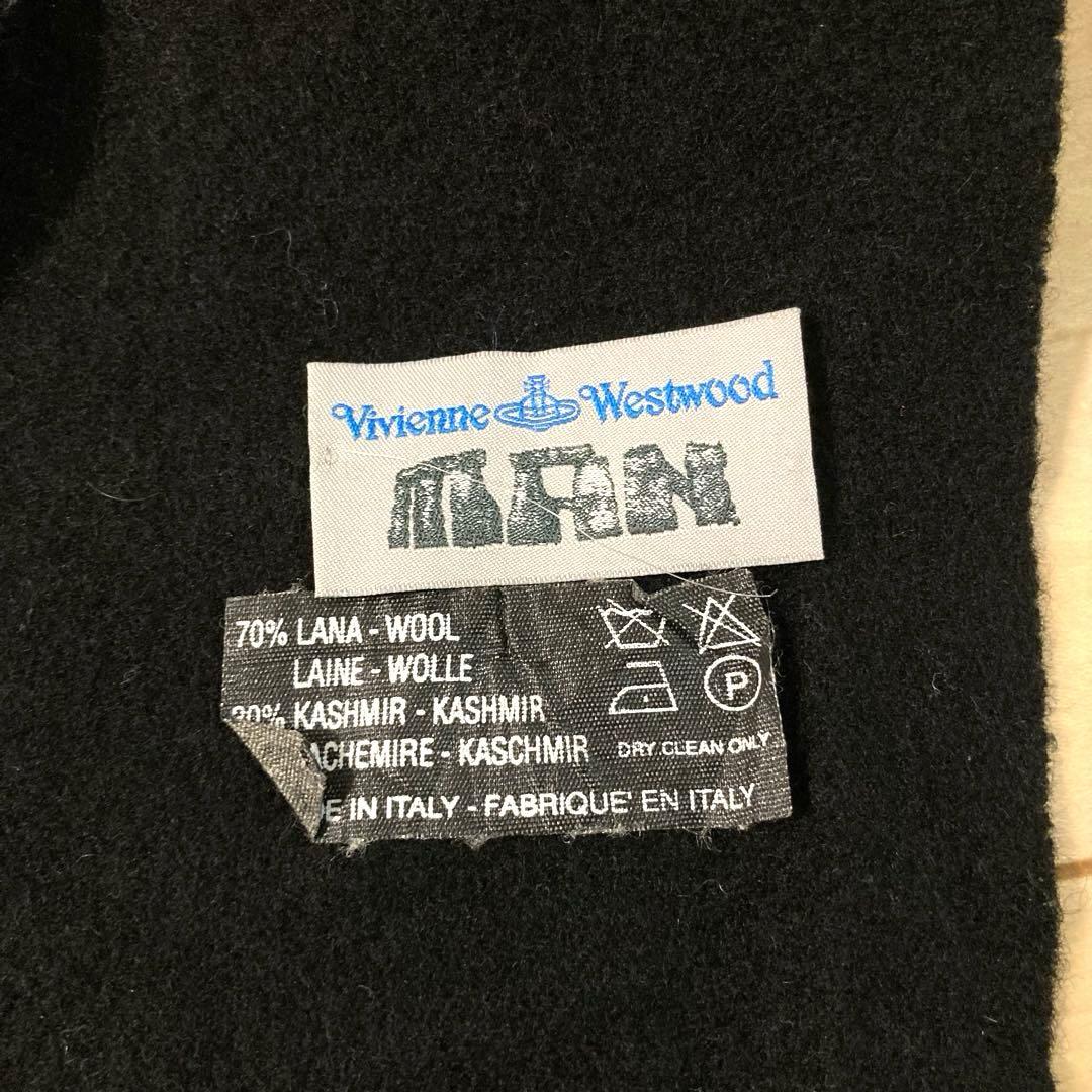 Vivienne Westwood カシミヤ混　オーブ刺繍　マフラー 黒