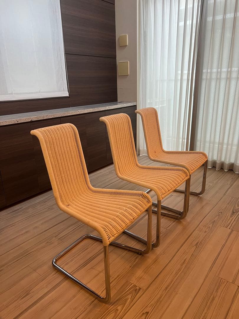 Tecta B20 ナチュラルラタン風ダイニングチェア3脚セット