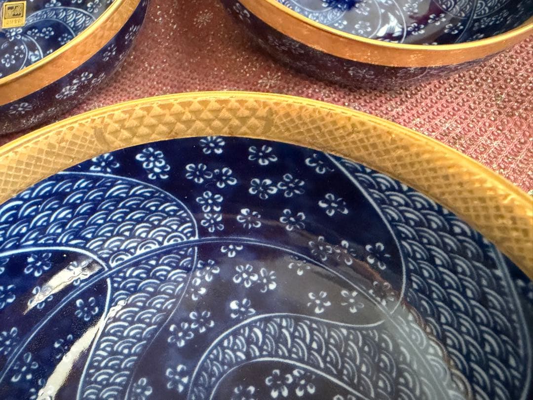 庫山窯　前畑陶器　染付金彩　金祥瑞　5客　深鉢