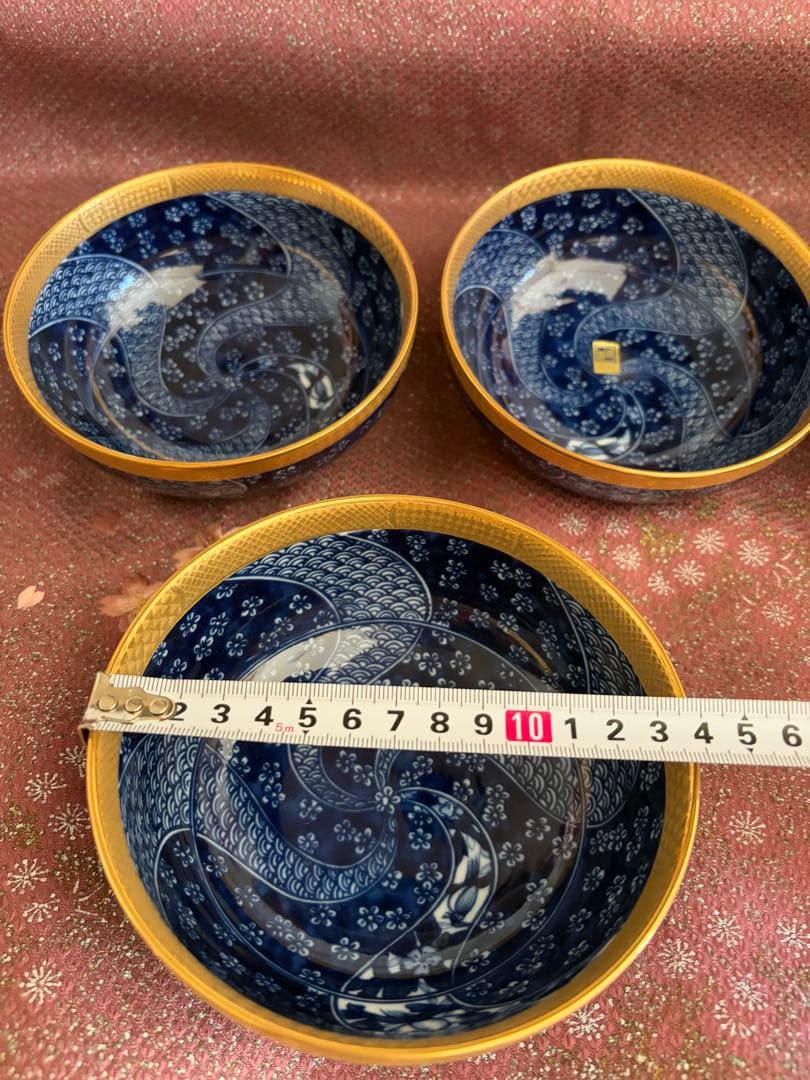 庫山窯　前畑陶器　染付金彩　金祥瑞　5客　深鉢