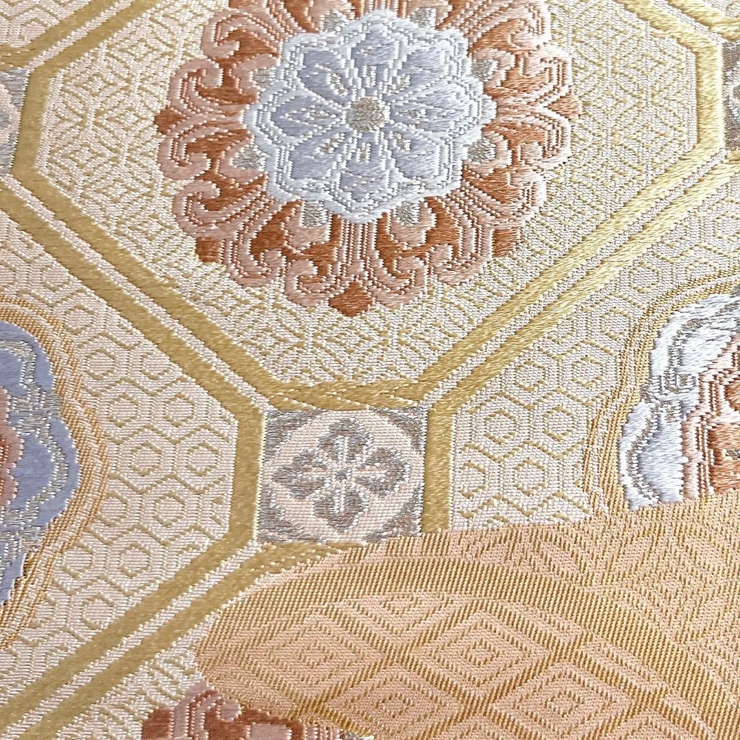 袋帯　銀糸　ヱ霞　花菱　華紋　蜀江紋　南天　亀甲　七宝　菱　着物　帯　038k