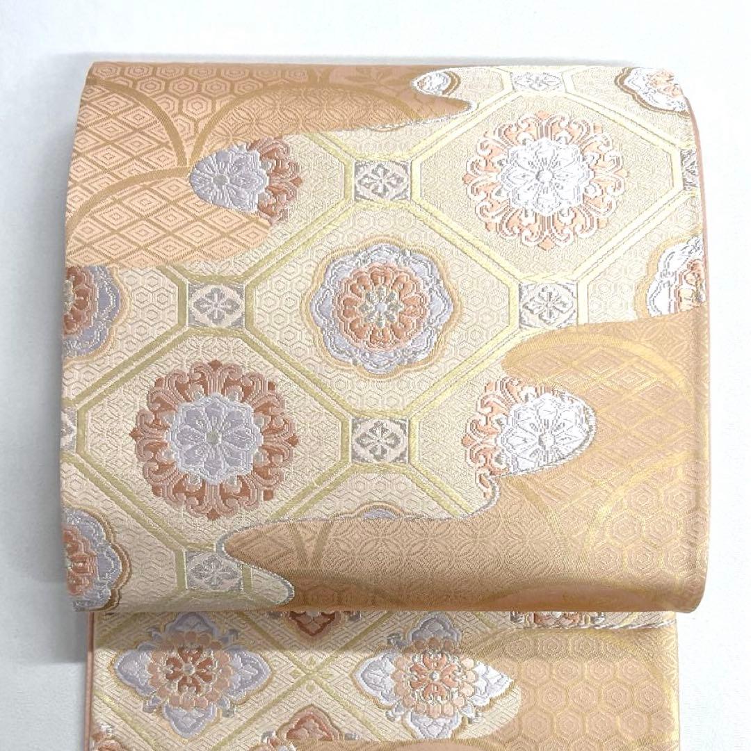 袋帯　銀糸　ヱ霞　花菱　華紋　蜀江紋　南天　亀甲　七宝　菱　着物　帯　038k