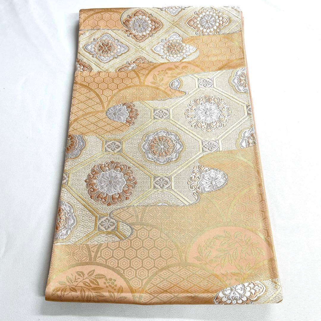 袋帯　銀糸　ヱ霞　花菱　華紋　蜀江紋　南天　亀甲　七宝　菱　着物　帯　038k