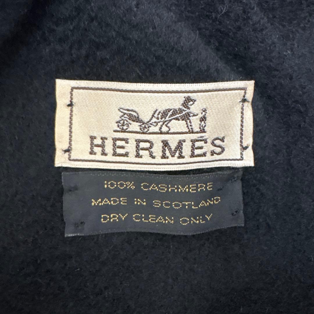 HERMES 100%カシミヤ マフラー ブラック