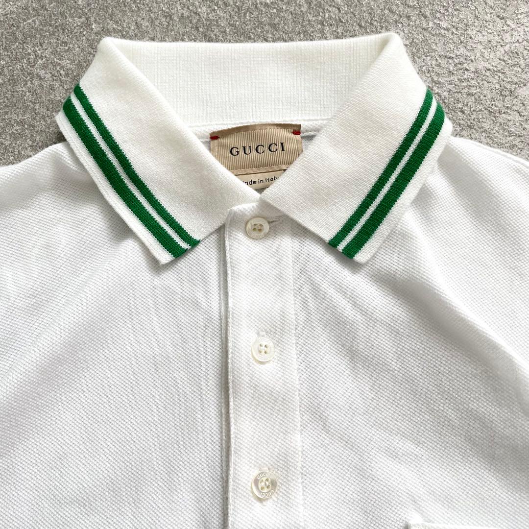 美品・鑑定済★グッチ　シェリー　ロゴ　コットン　ポロシャツ　レディース　10