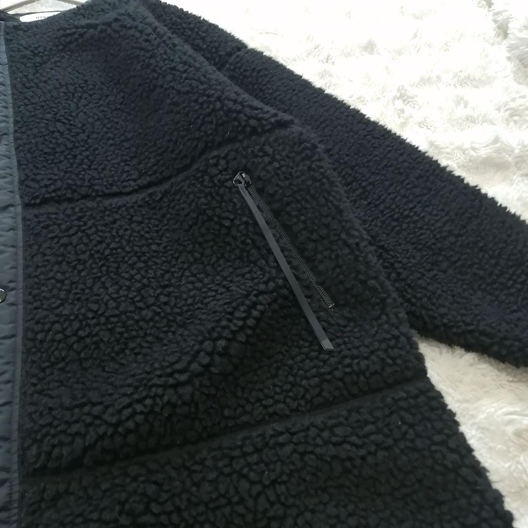 【HYKE】FAUX SHEARLING COAT ノーカラー ボアロングコート