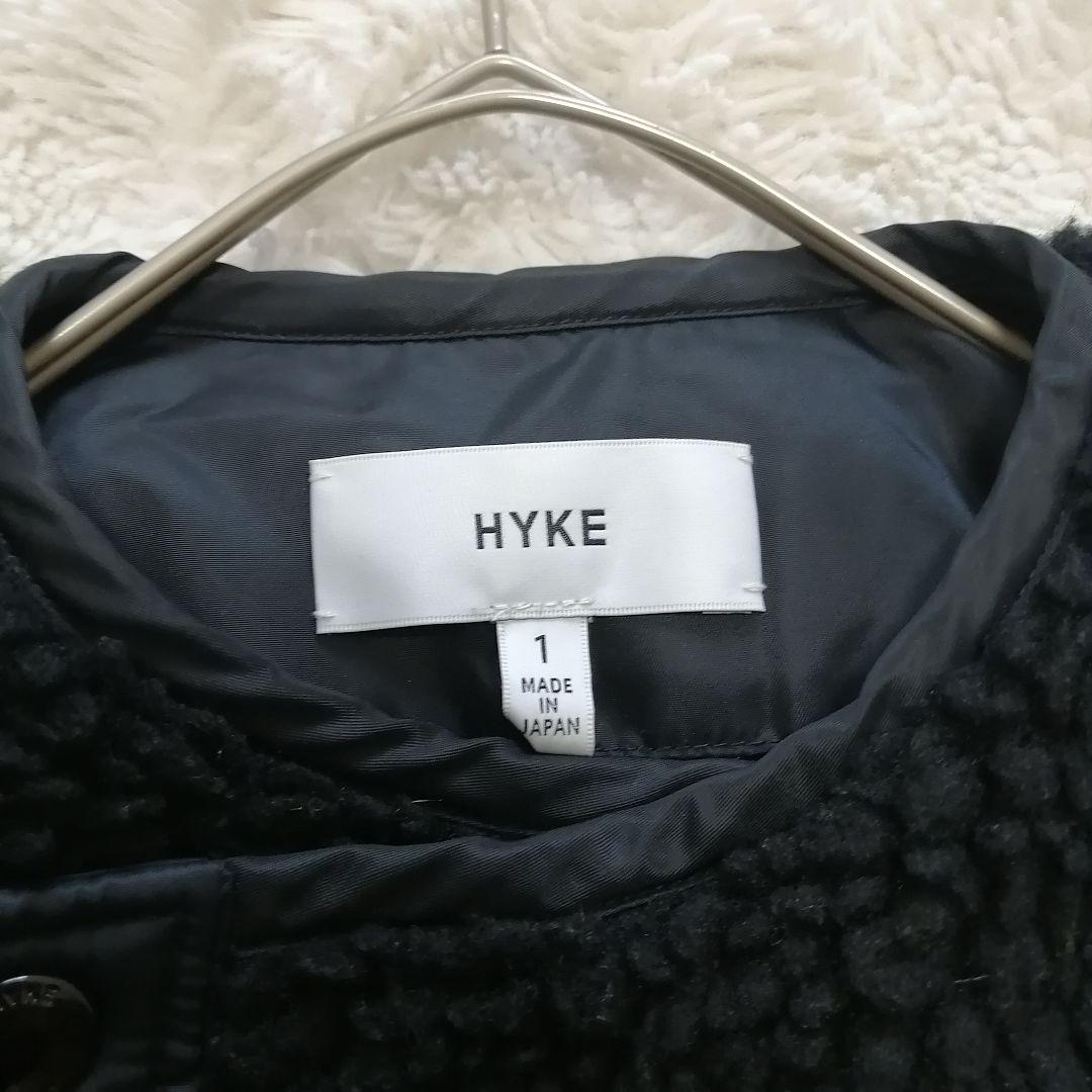 【HYKE】FAUX SHEARLING COAT ノーカラー ボアロングコート
