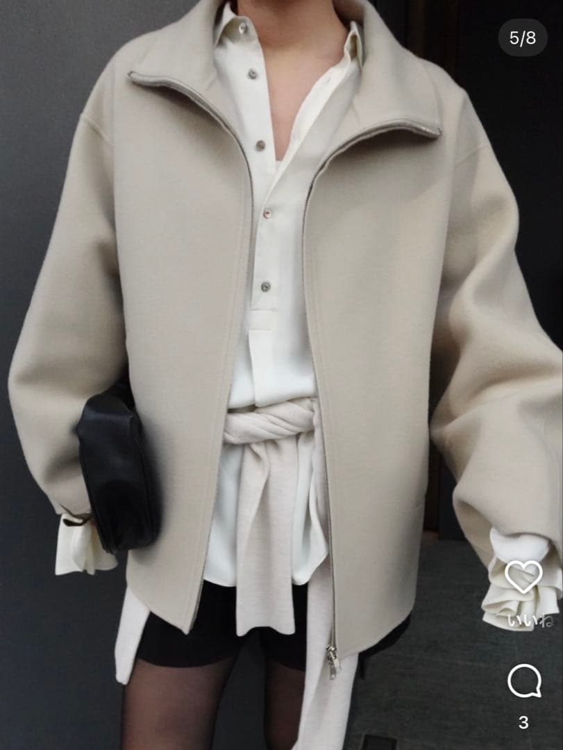 etre tokyo エトレトウキョウ　メルトンスタンドネックリバーブルゾン　S