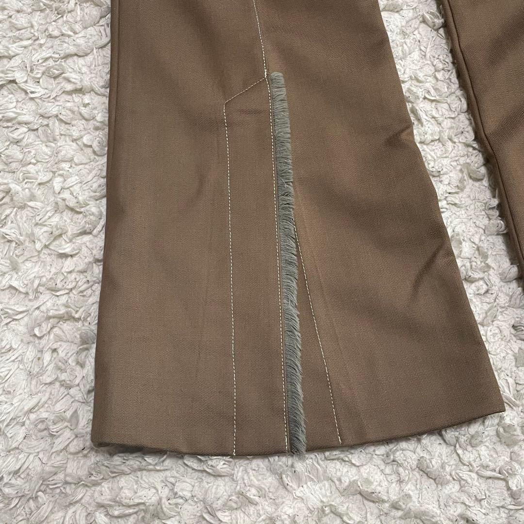 マメクロゴウチ ハイウエストバックフリンジフレアパンツ