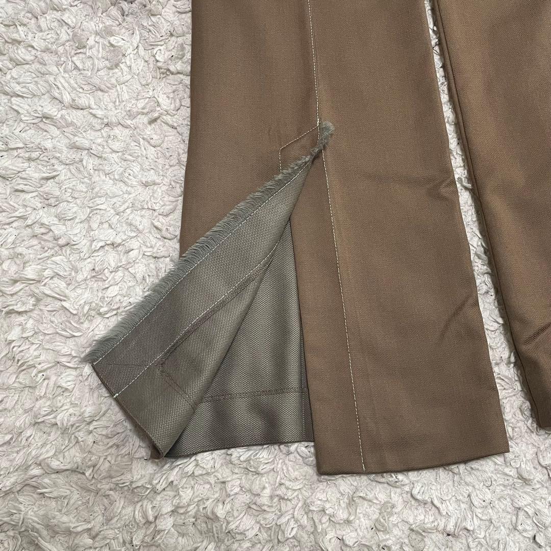 マメクロゴウチ ハイウエストバックフリンジフレアパンツ