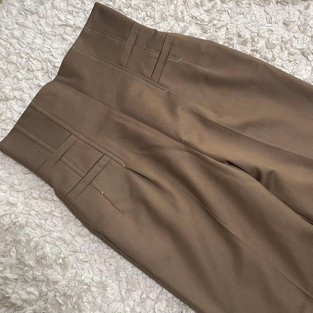 マメクロゴウチ ハイウエストバックフリンジフレアパンツ