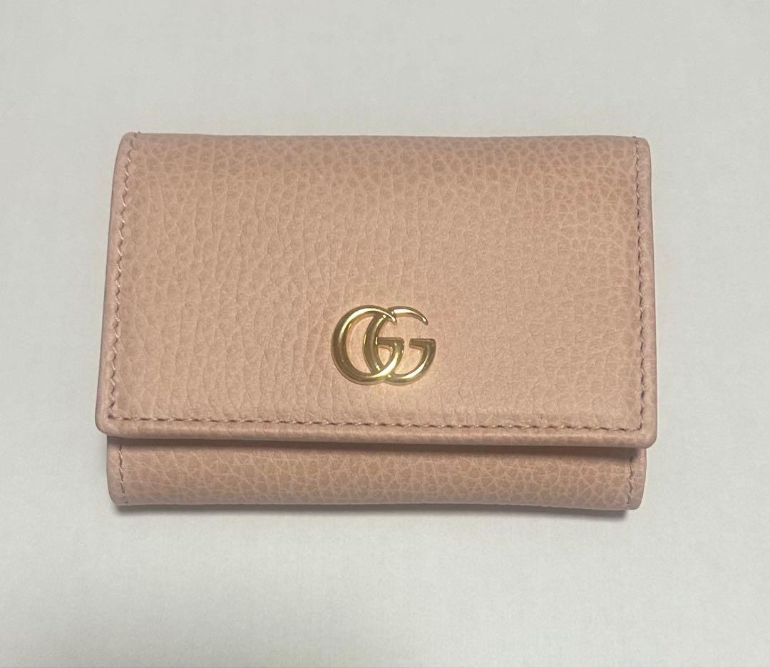 【新品未使用美品】GUCCI ピンクレザー三つ折り財布 袋付き