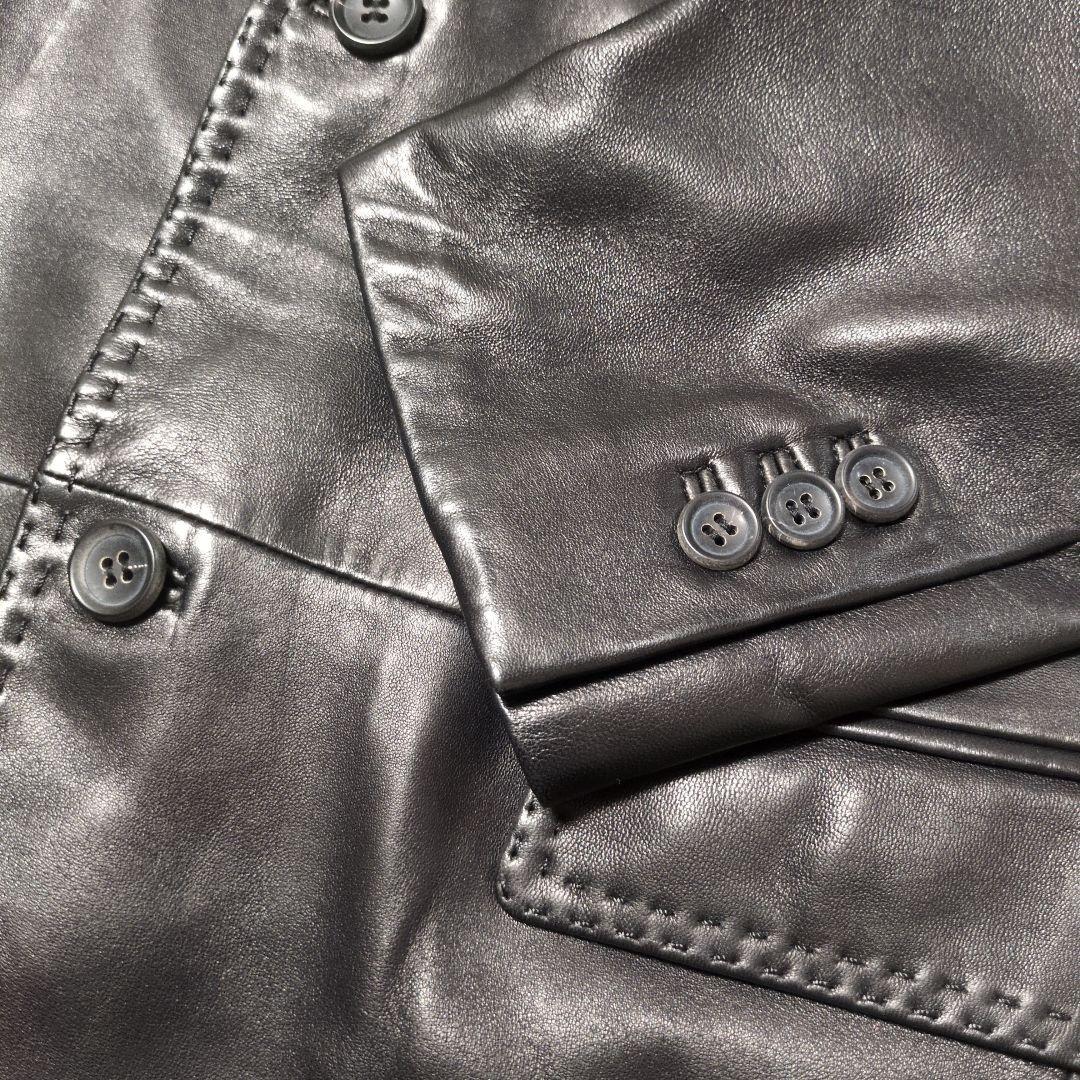 美品　最高級　コムサコレクション　羊革　ラムレザー　テーラードジャケット　L　黒