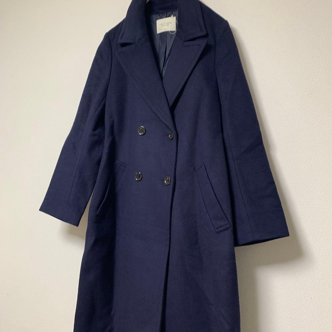 【パブリックトウキョウ】ネイビー ダブル　ブレスト　コート　チェスターコート