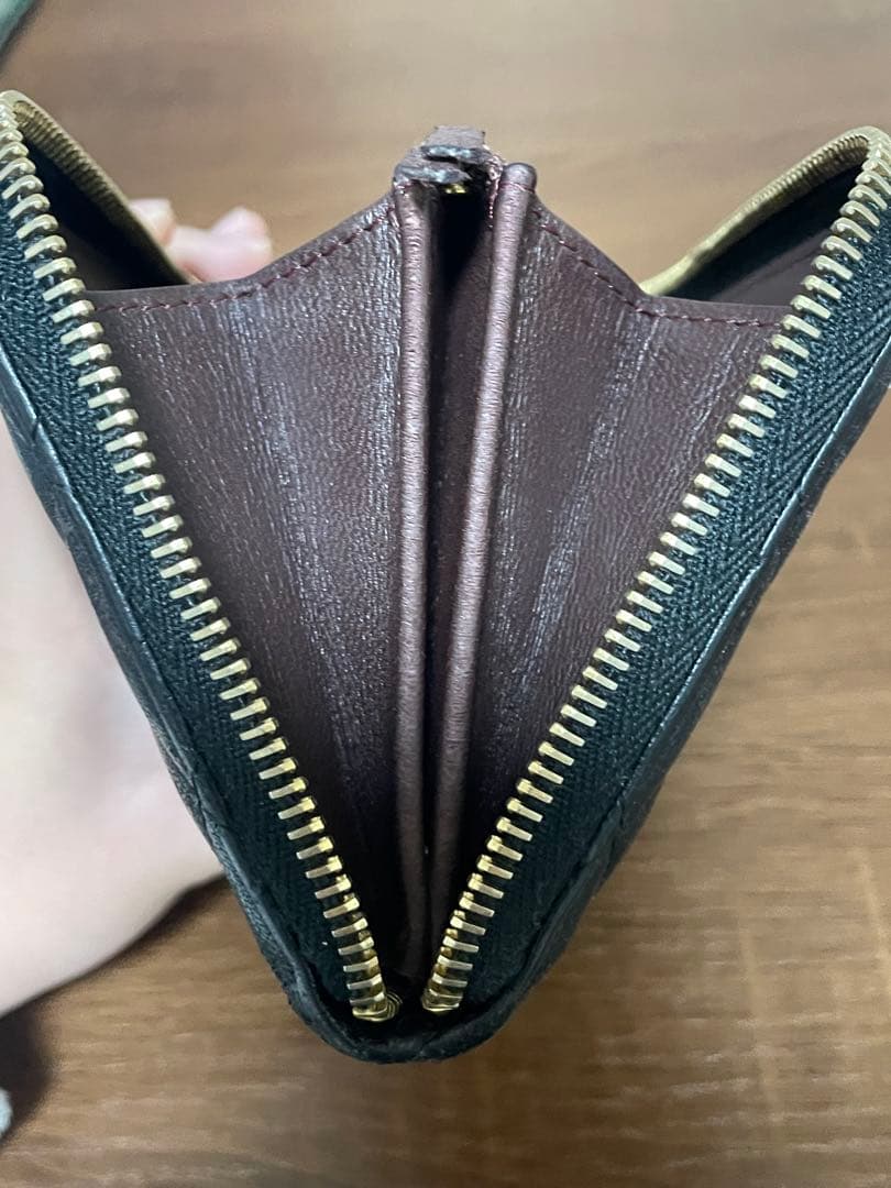 シャネル 長財布 マトラッセ キャビアスキン ブラック ゴールド金具