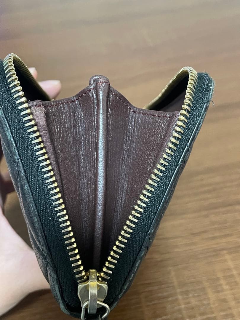 シャネル 長財布 マトラッセ キャビアスキン ブラック ゴールド金具